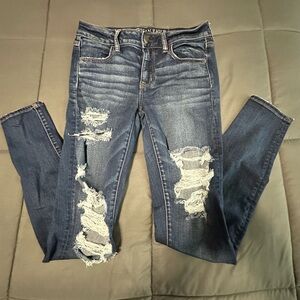 10  Long American Eagle Outfitters Ripped Denim Jeggings
